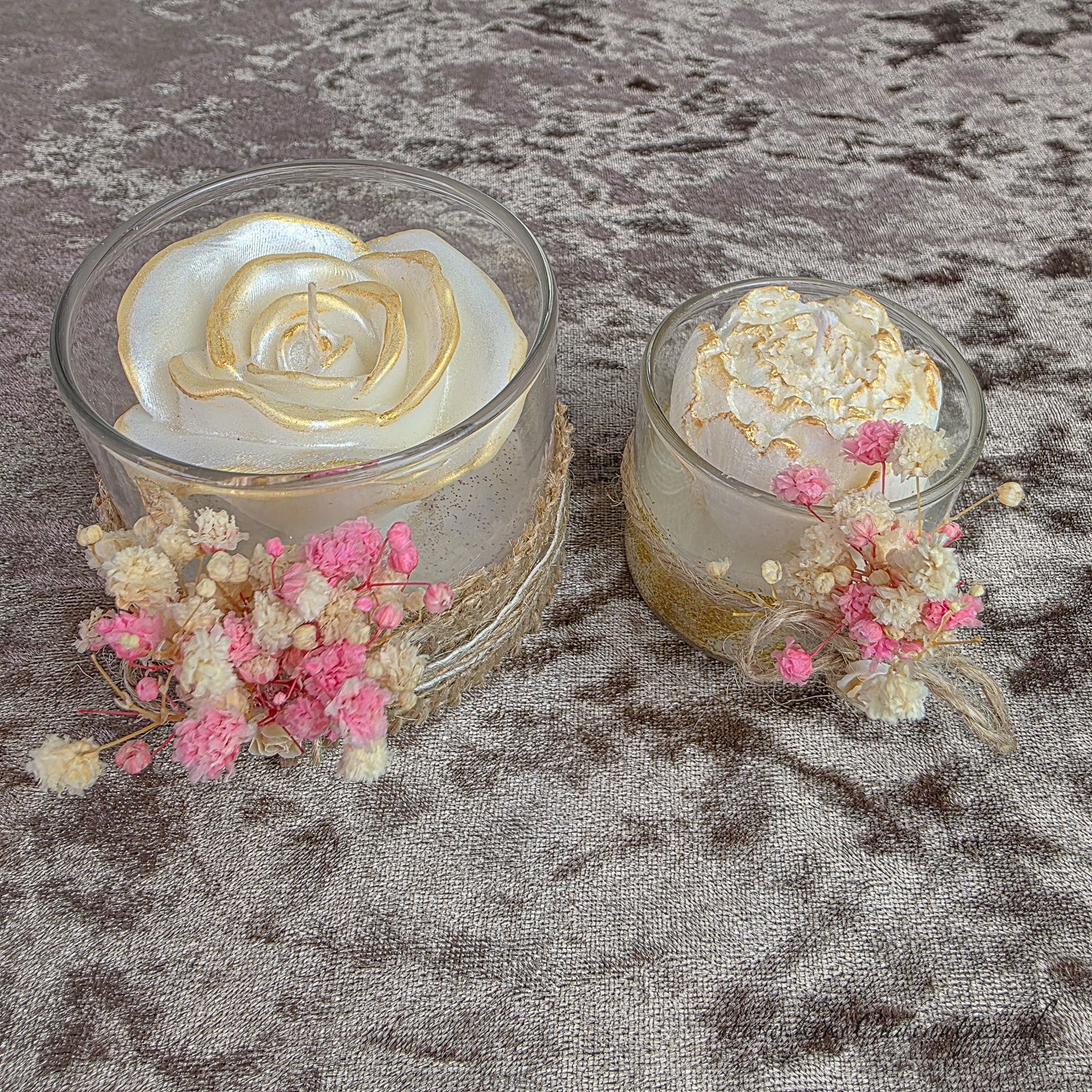 Duo Bloemenkaarsen in Glas (Set van 2)