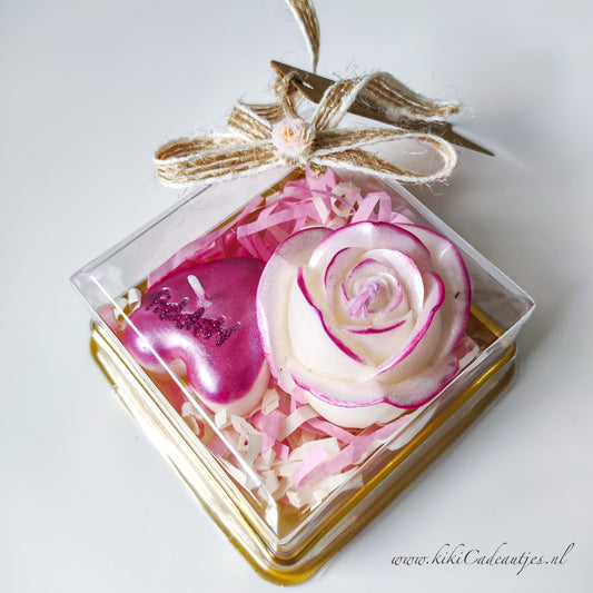 Handmade Rose & Heart Candle in Gift Box