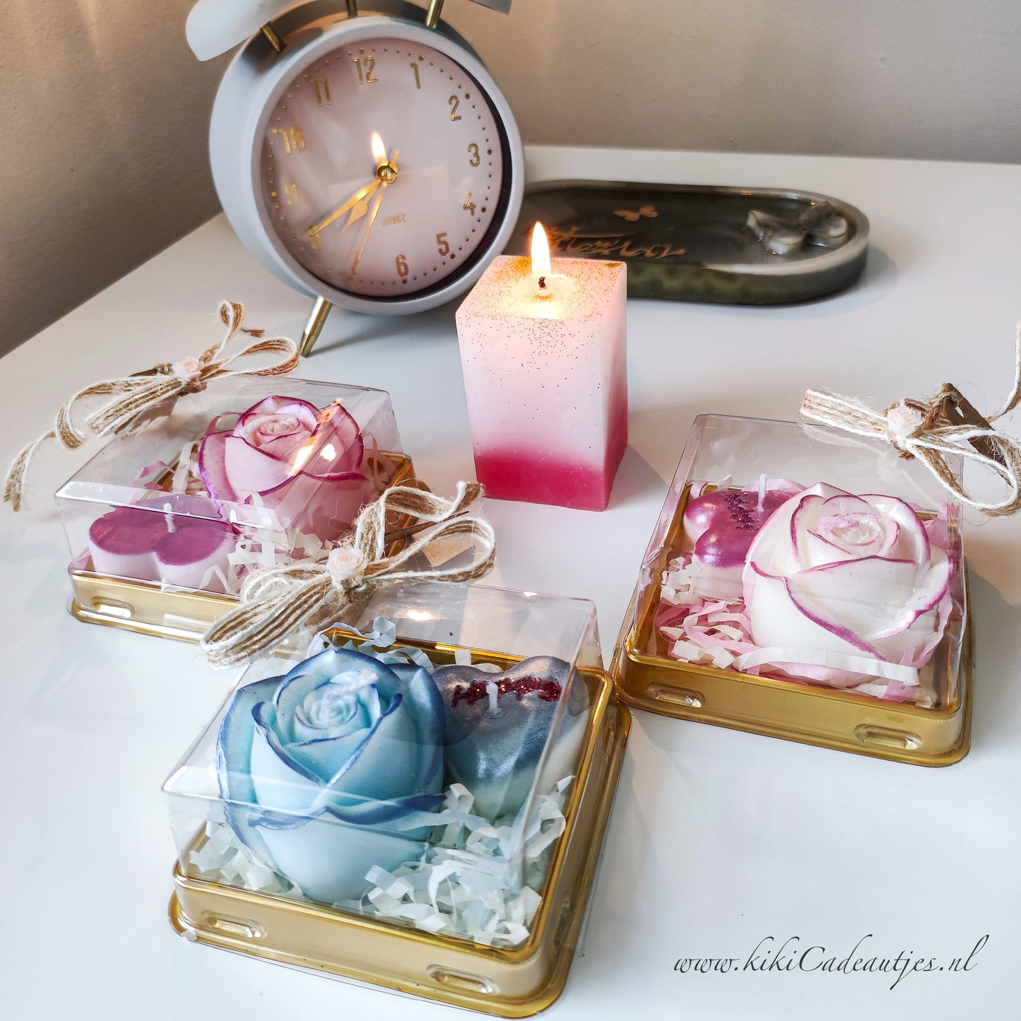 Handmade Rose & Heart Candle in Gift Box