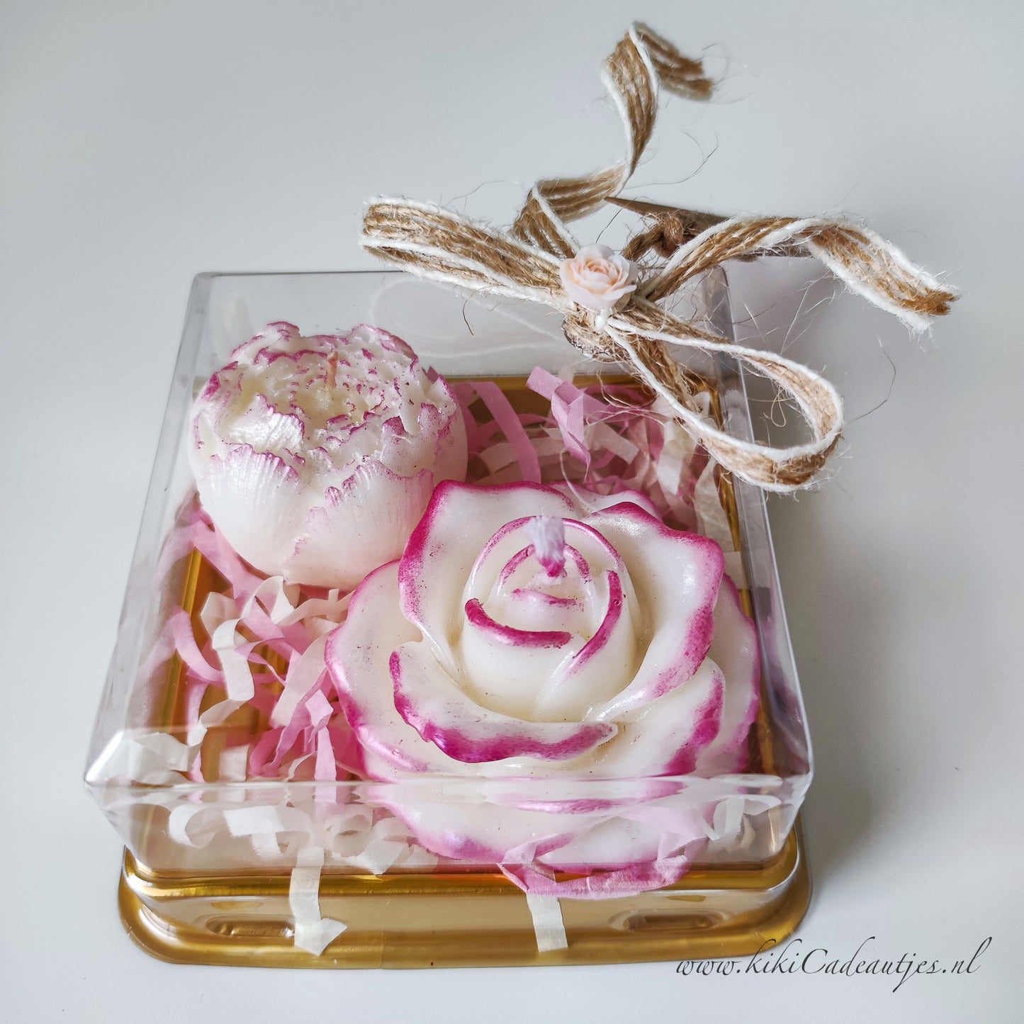 Flower Candle Duo Gift Set in Box – Handmade with Edge Option