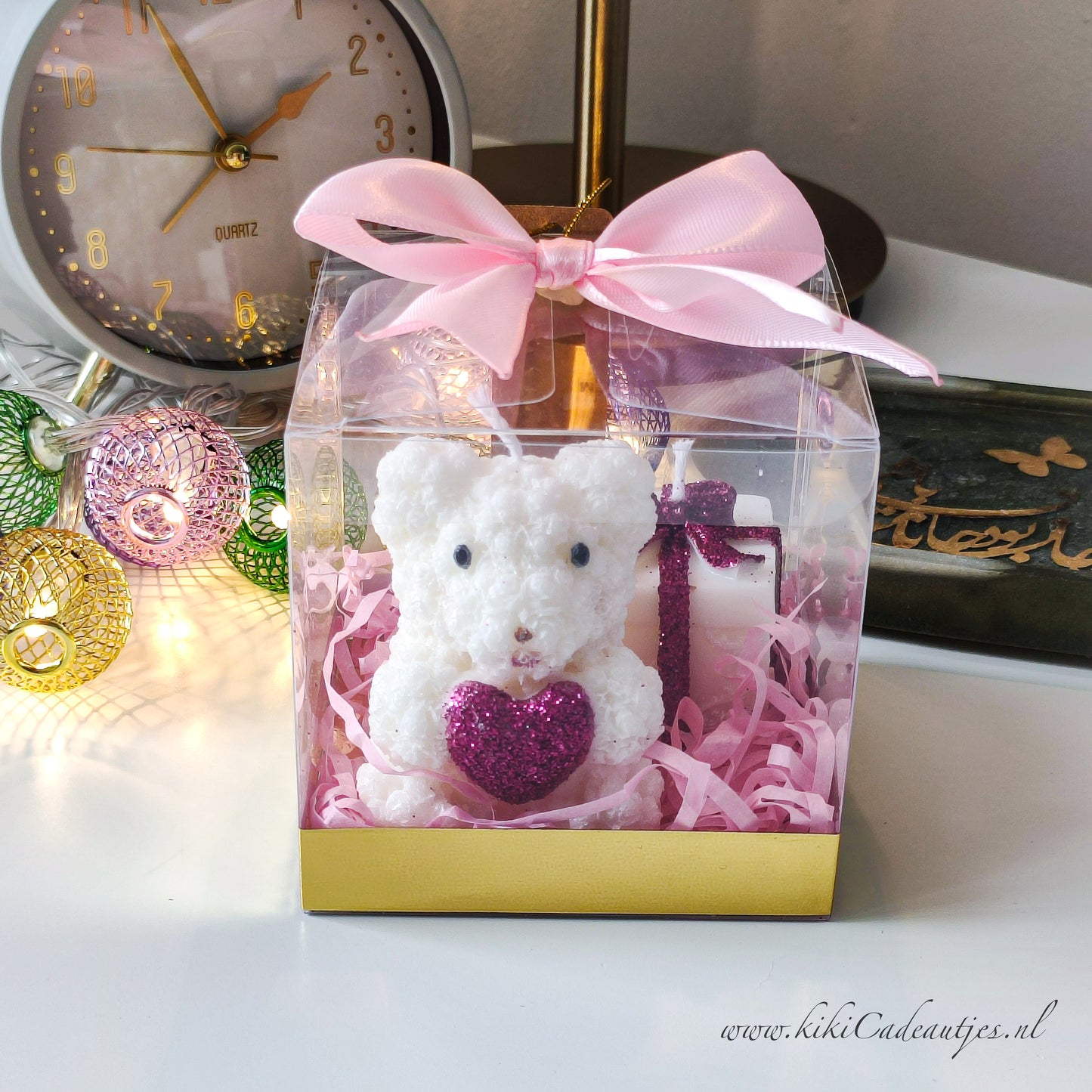 Pink Bear Candle & Gift Box Candle – Handmade Gift Set in Gift Box