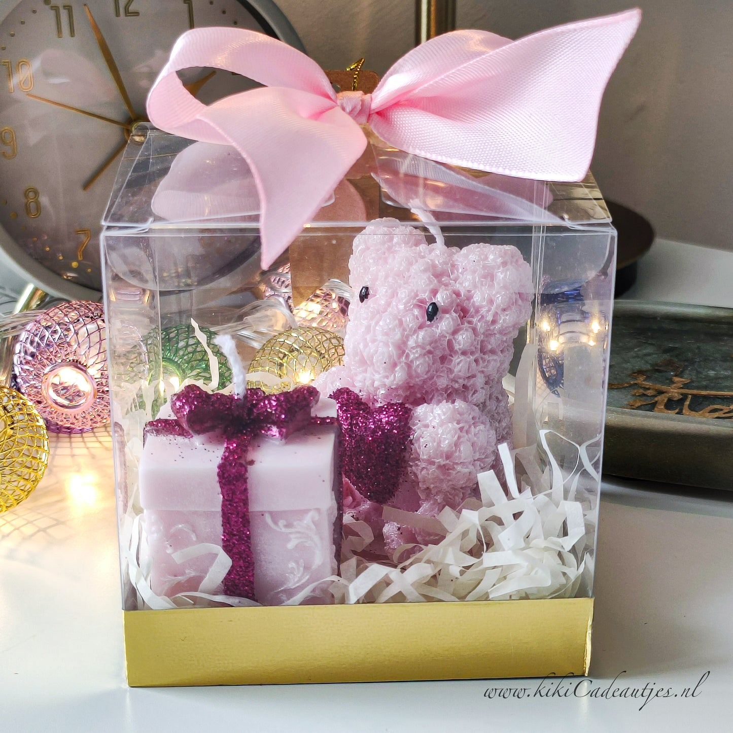 Pink Bear Candle & Gift Box Candle – Handmade Gift Set in Gift Box