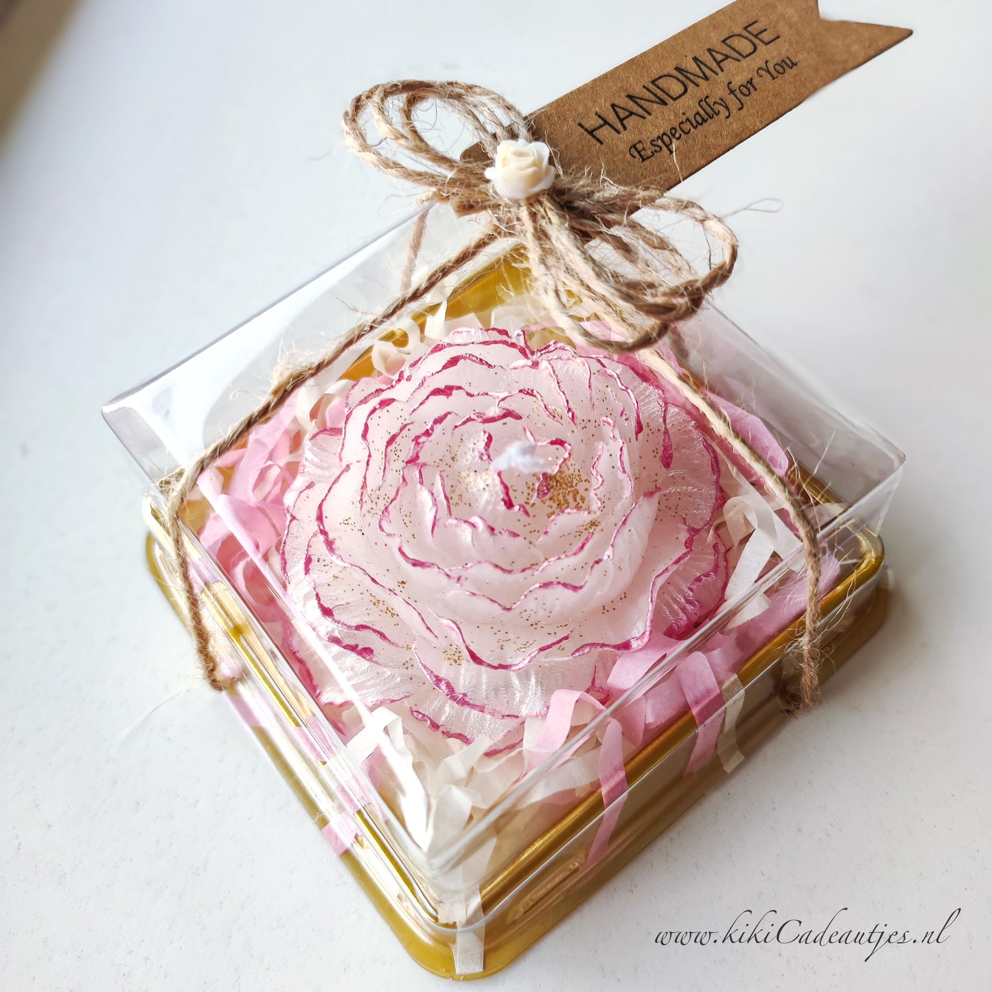 Luxury Pink Flower Candle Handmade Gift Candle
