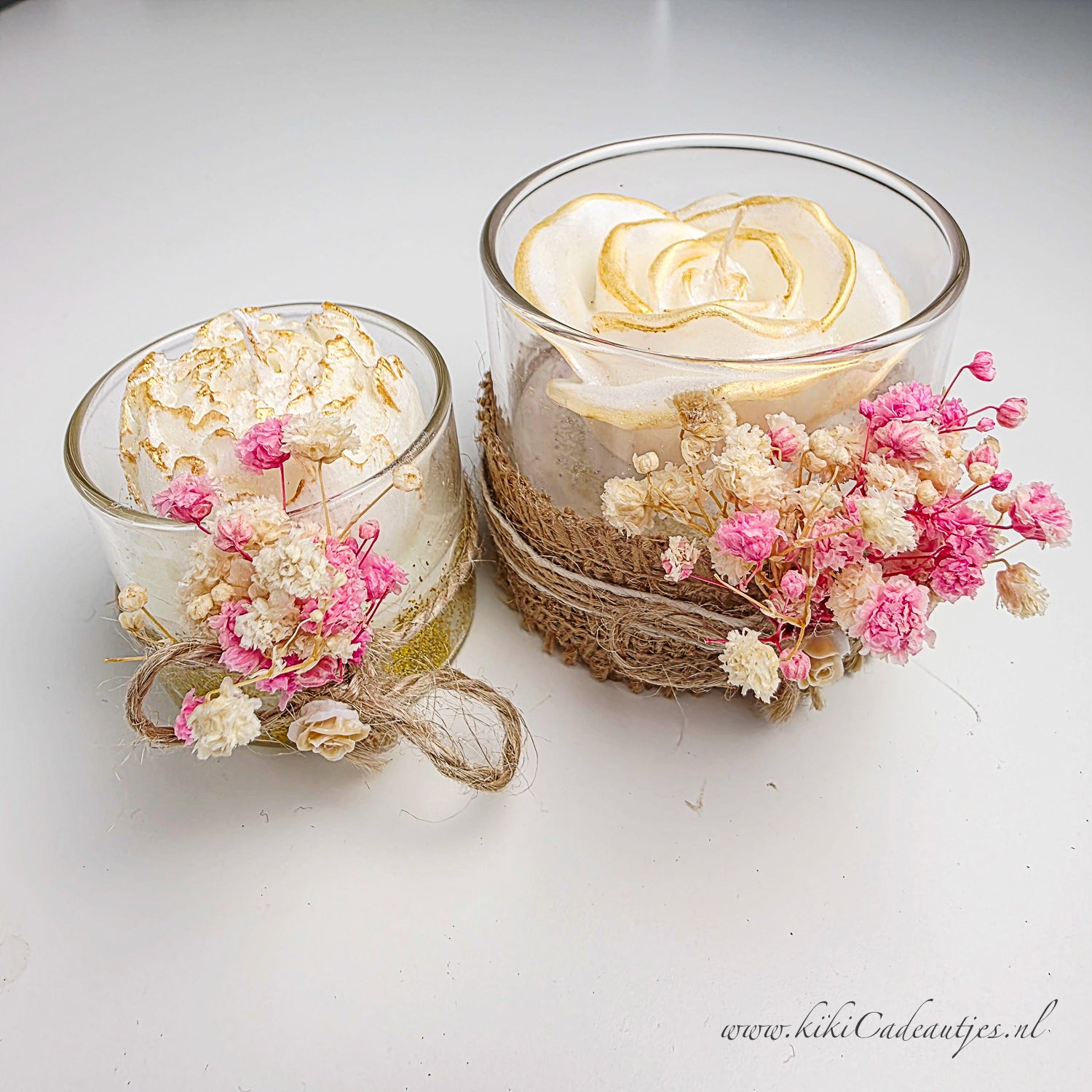 Duo Bloemenkaarsen in Glas (Set van 2)