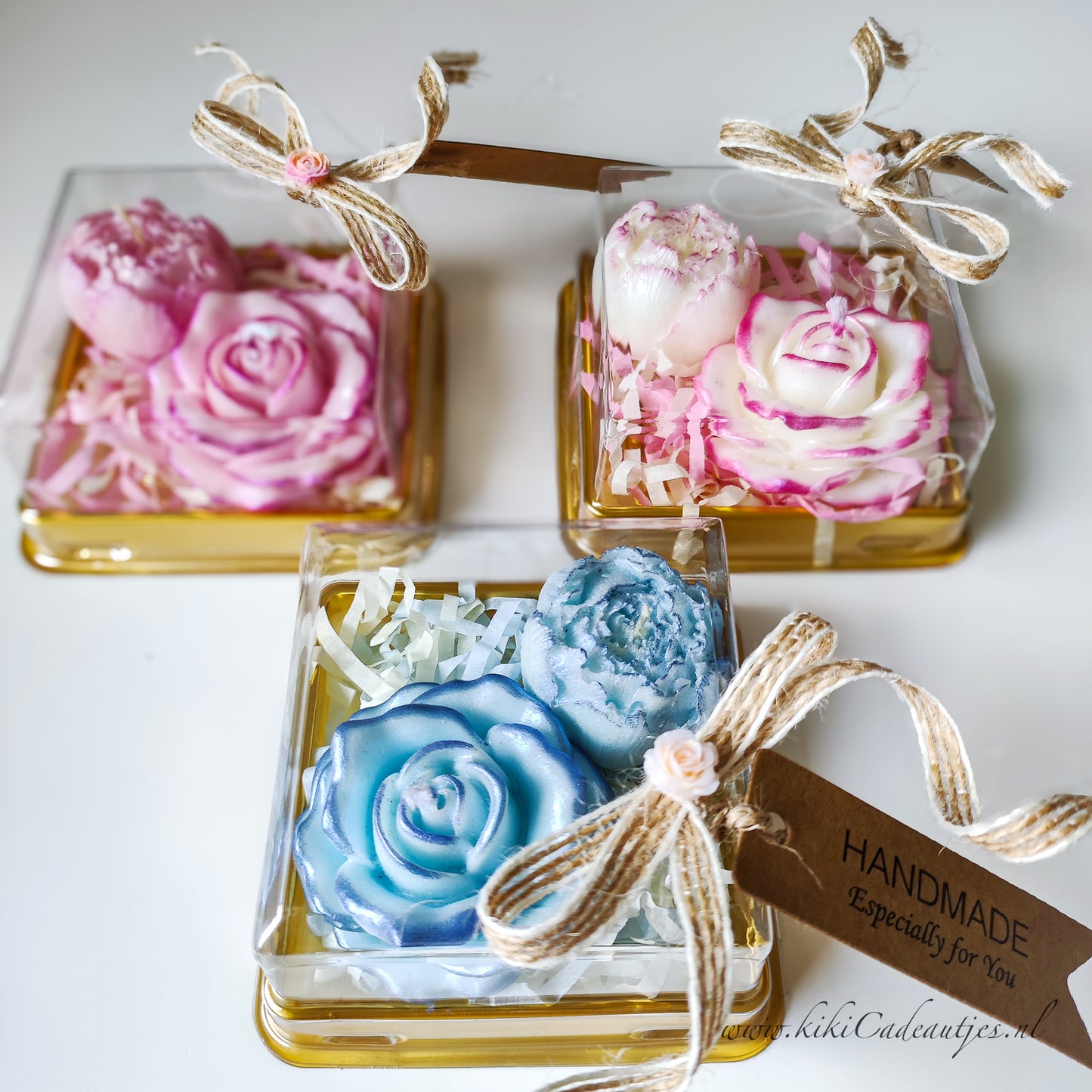 Flower Candle Duo Gift Set in Box – Handmade with Edge Option