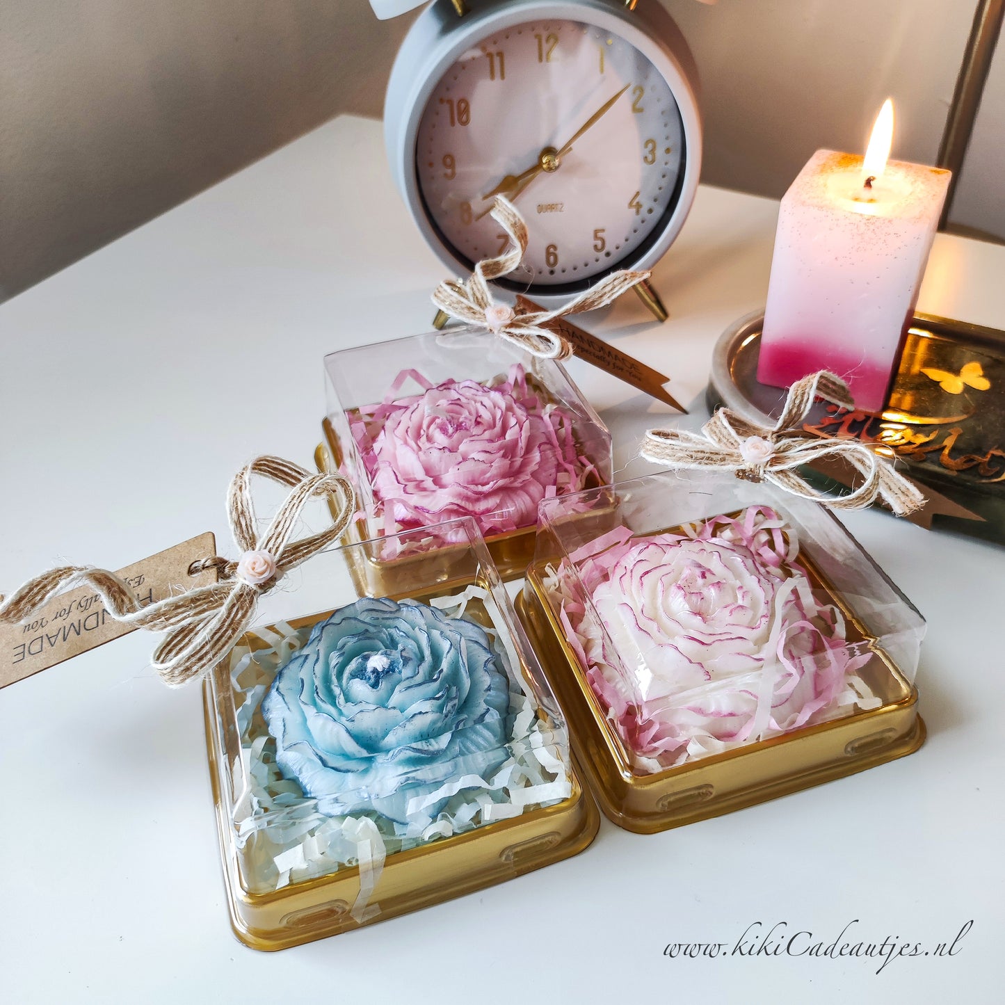 Luxury Pink Flower Candle Handmade Gift Candle