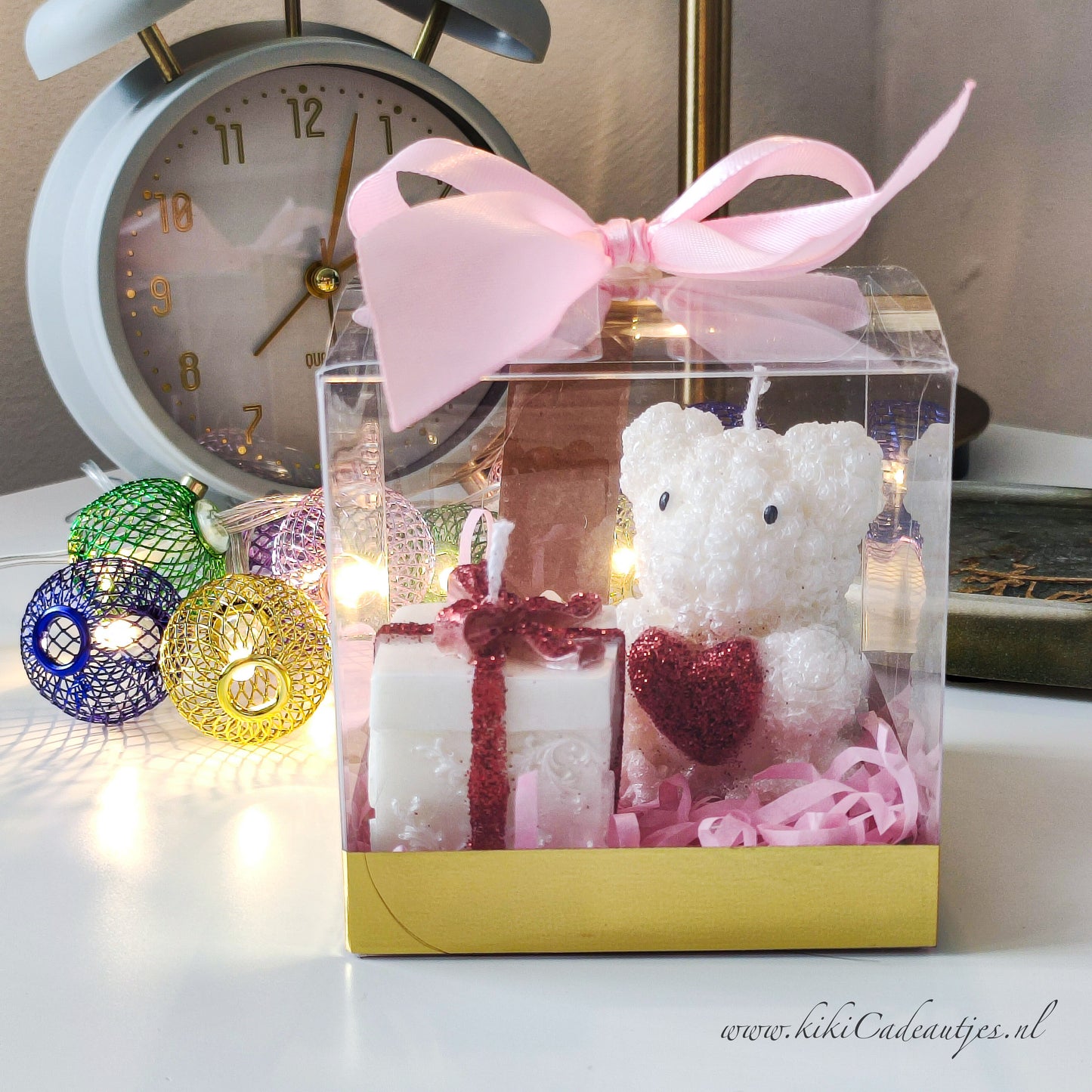 Pink Bear Candle &amp; Gift Box Candle – Handmade Gift Set in Gift Box