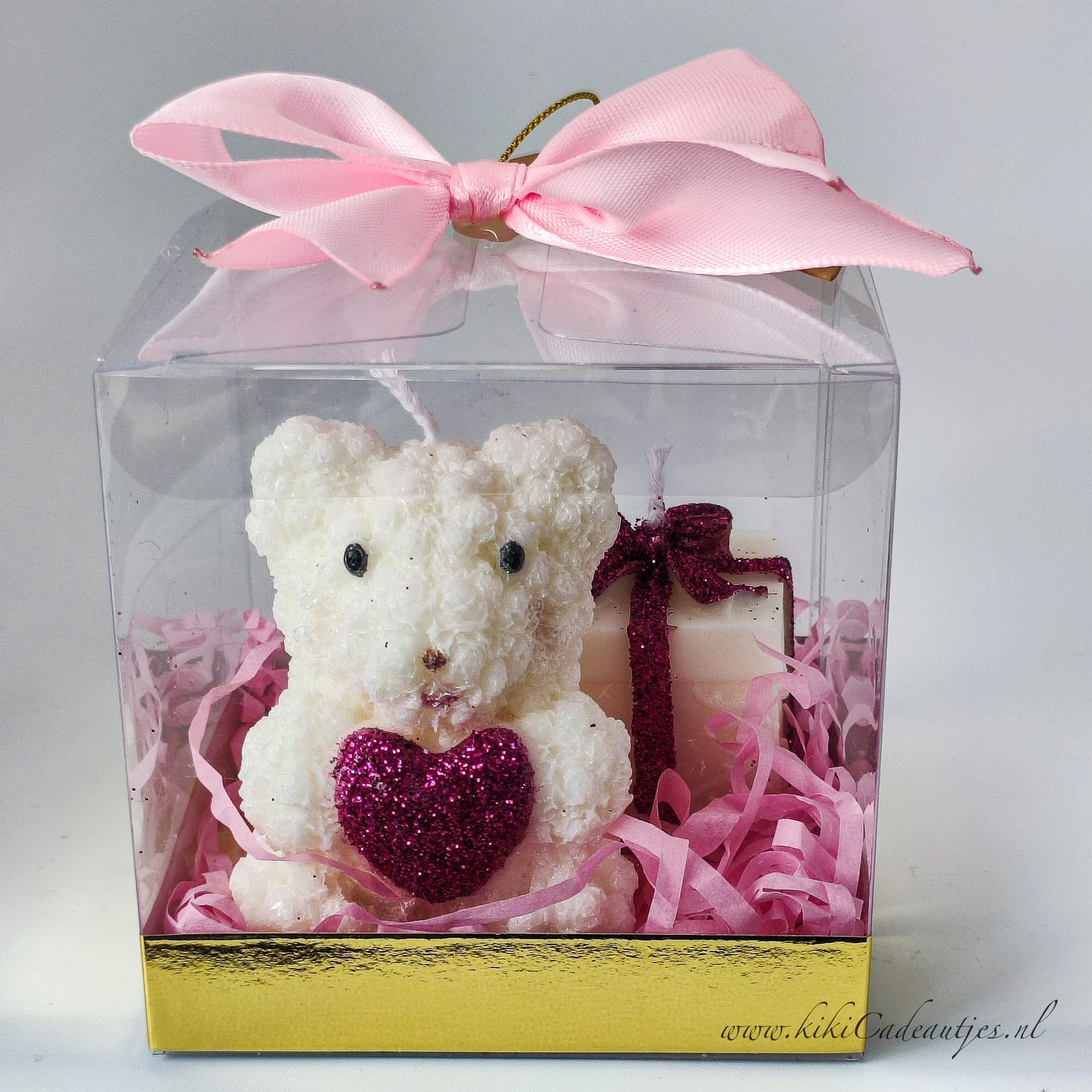 Pink Bear Candle &amp; Gift Box Candle – Handmade Gift Set in Gift Box
